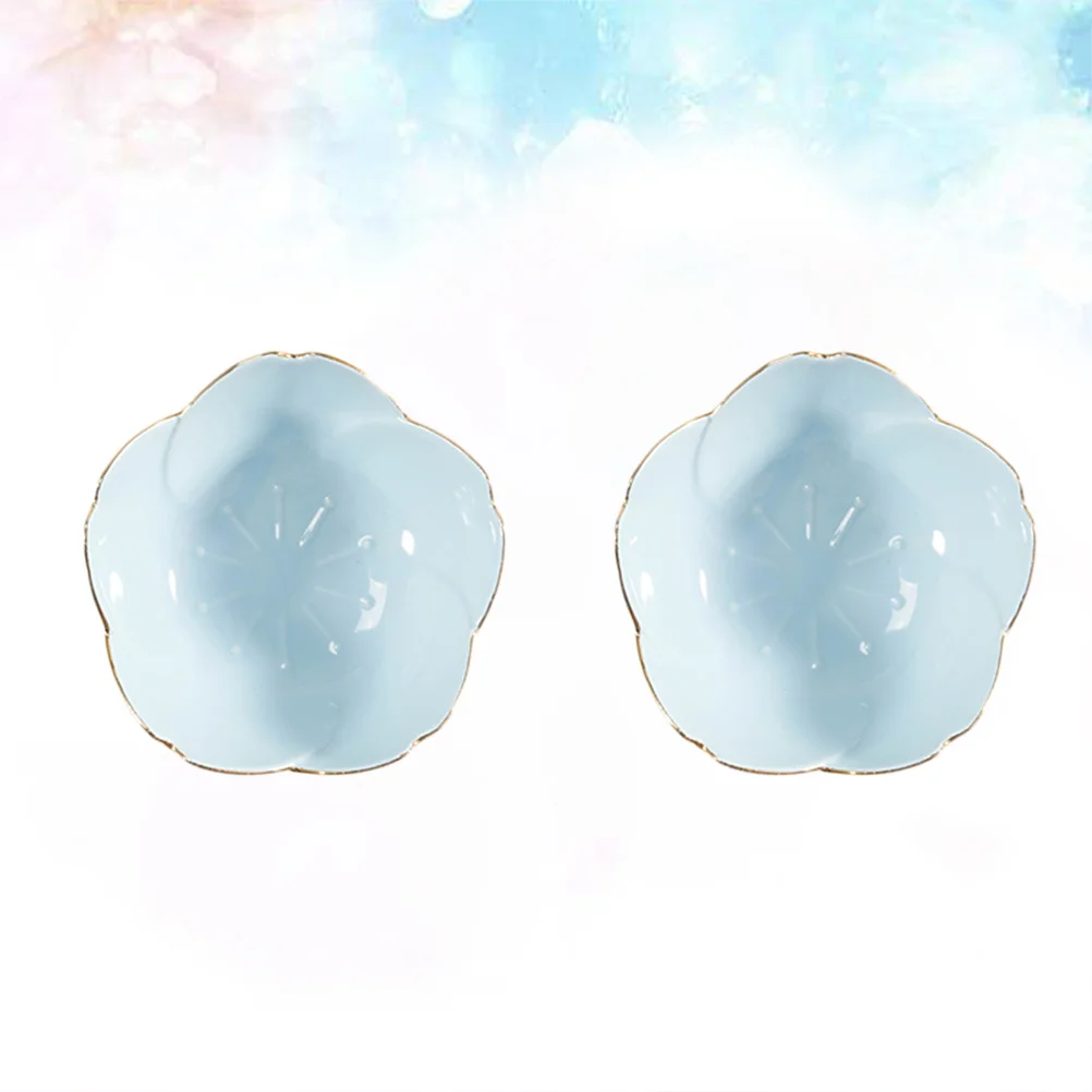 

2Pcs Flower Ceramic Seasoning Dipping Plates Porcelain Sauce Bowls for Bbq Kitchen Tableware Condiment Dish Healthy Odorless