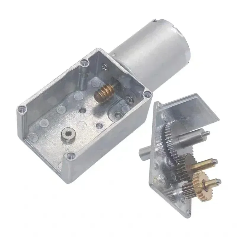 12V Volt DC Worm Geared Double Shaft Motor 6V Dual Output Shaft Reducer Motors 24V DC Reversed Reduction Self-lock JGY370