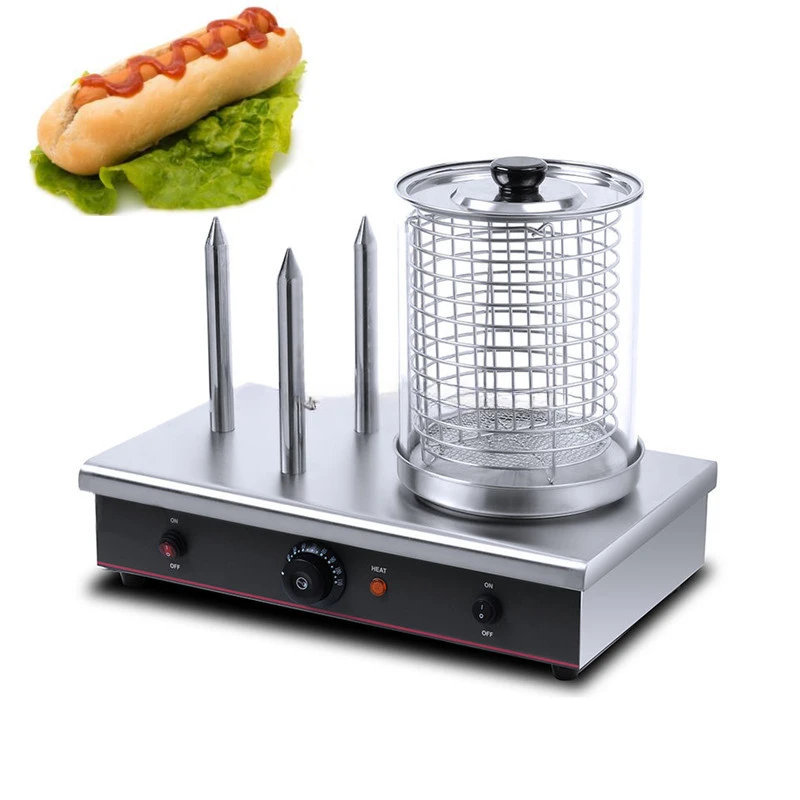 Commercial 4 Sticks Hot Dog Maker bun Warmer Sausage Roller Grill hot dog making machine