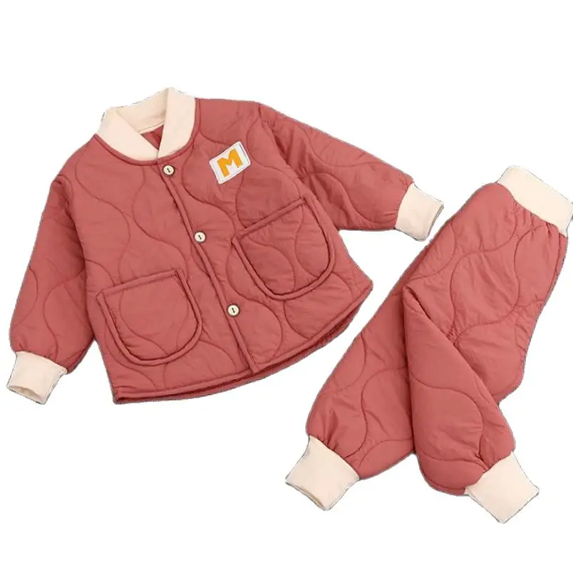 2023 fashion New Autumn Winter Kids Cotton Clothing Set For Boys Girls Cotton Padded Jackets+Pants Thicken Warm Baby Suit 0-6Y