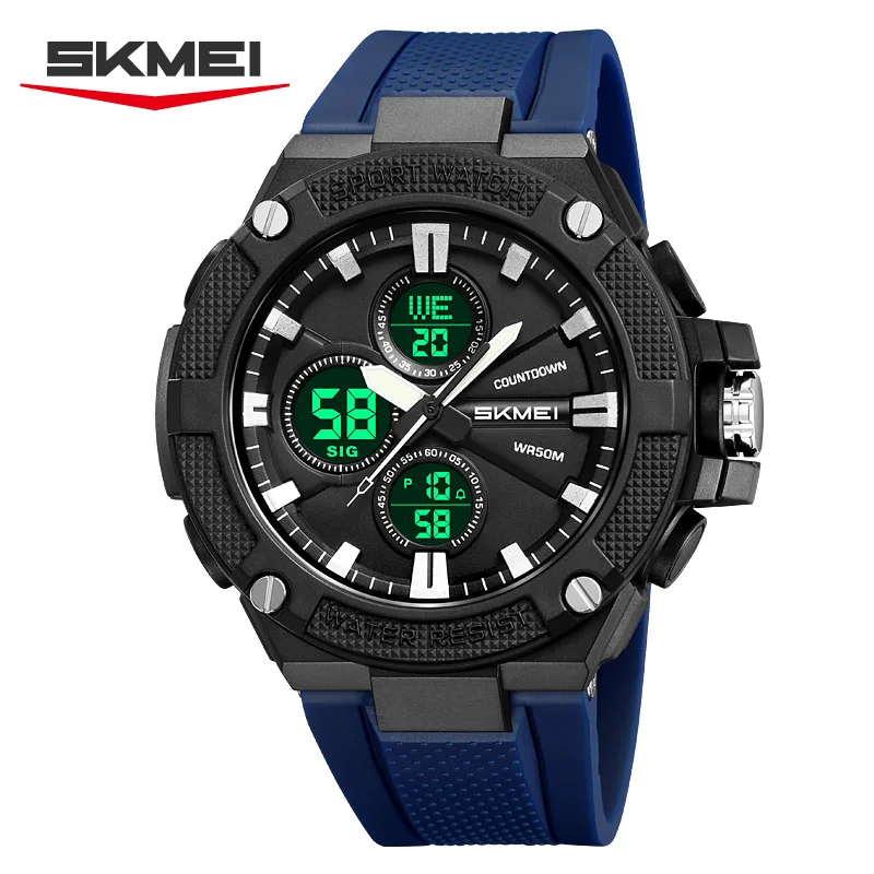 SKMEI 2604 New Men's Military Dual Display Digital Watch Sports Large Dial Chronograph Waterproof Night Light Electronic Watch