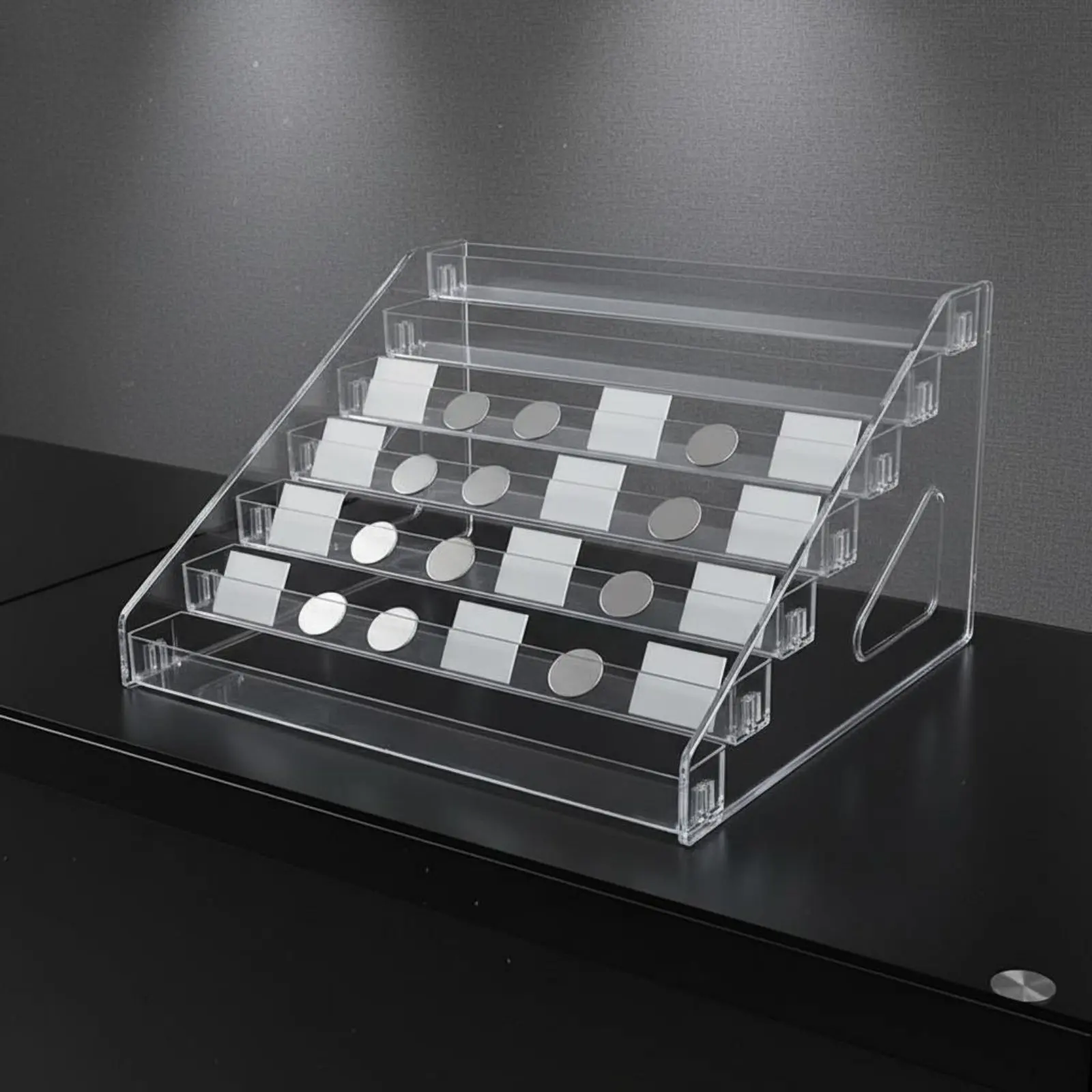 Desktop Badge Display Rack Easy to Spotless & Transparent Stepped Display Stand Acrylic Tiered Organizer Sturdy Acrylic Riser view 4