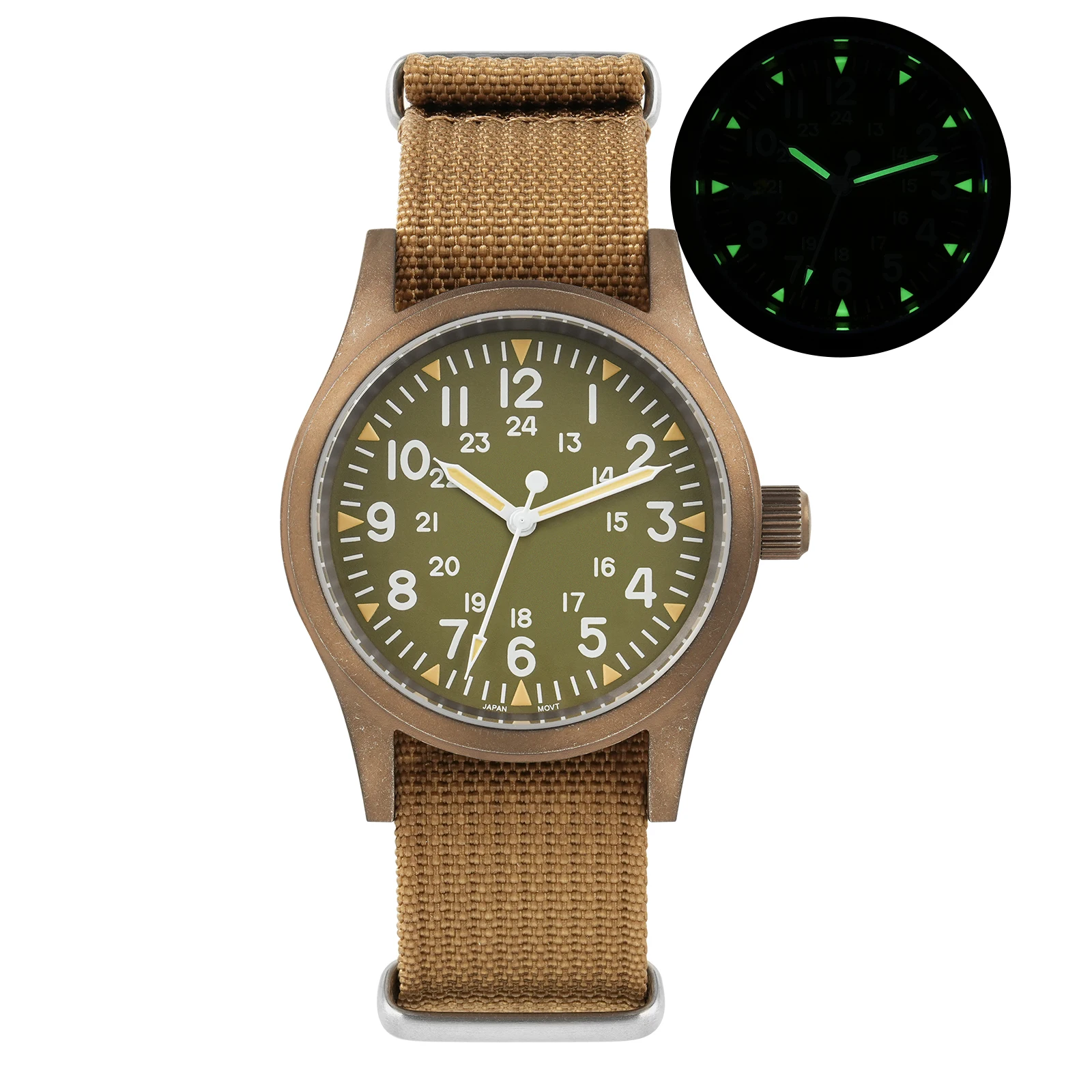 Militado ML05 Vintage Watch VH31 Sweep Second Movement Domed Sapphire Crystal With High Clear AR Coating Luminous 38mm Watches image 3