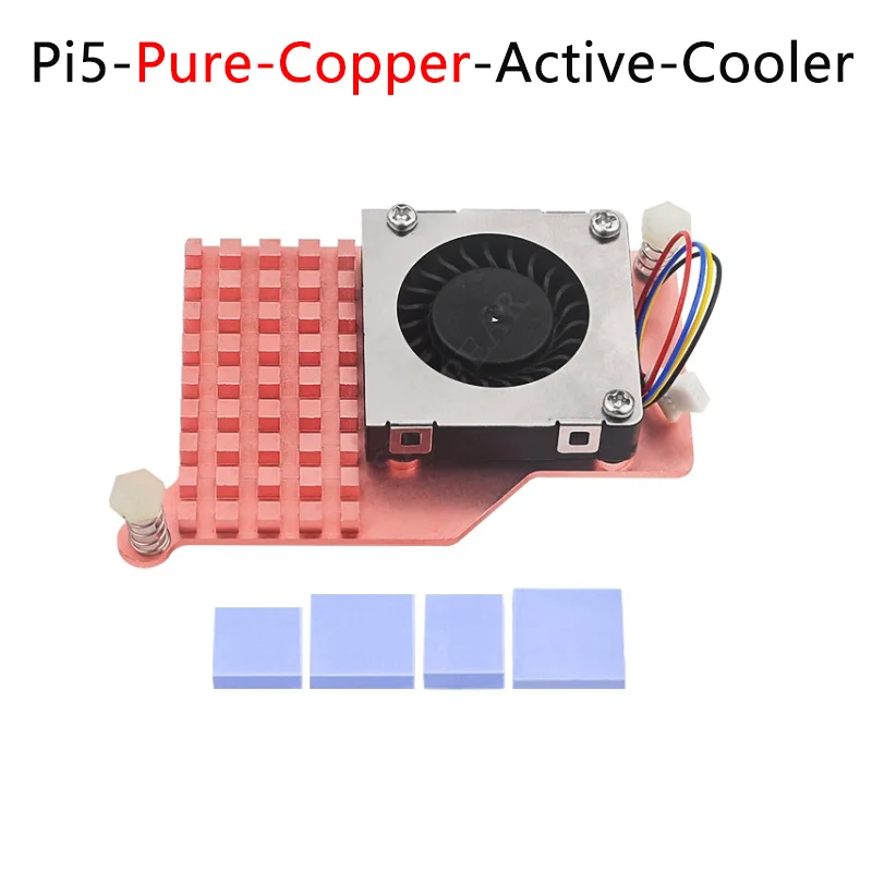 Pi5 Ventilador enfriador activo Radiador de metal Raspberry Pi 5 Opción de disipador de calor Cobre puro/Aluminio-Plata/Aluminio-Negro