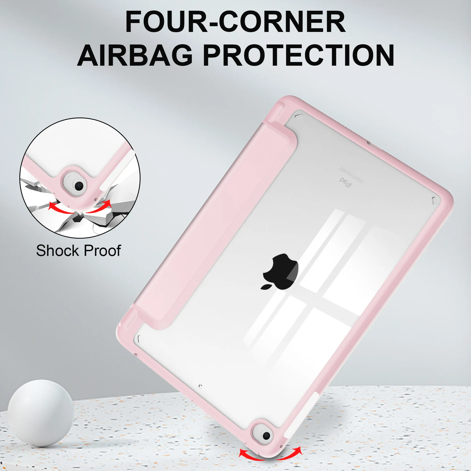 9.7인치 iPad Air 1/iPad Air 2/iPad 2017-2018 태블릿 커버용 케이스, 모든 항목을 포함하는 보호 기능, 펜 슬롯 포함, TPU 소프트 쉘