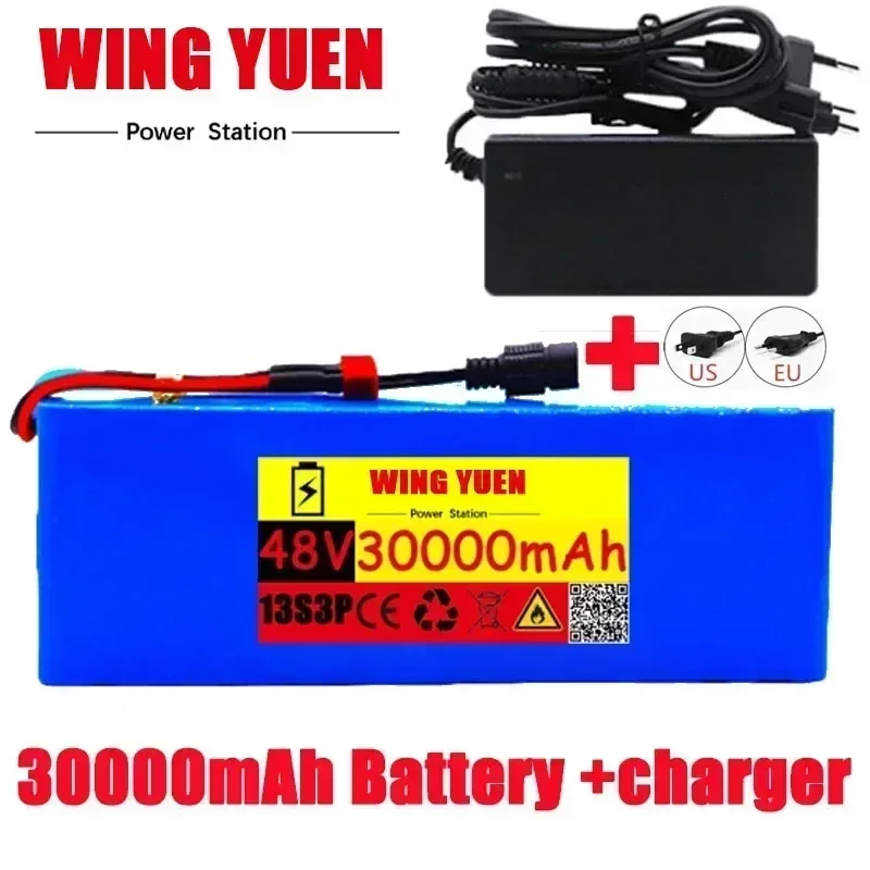 

48V lithium-ion battery 48V 30Ah 1000W 13S3P lithium-ion battery pack, suitable for 54.6V electric power lithium battery with BM