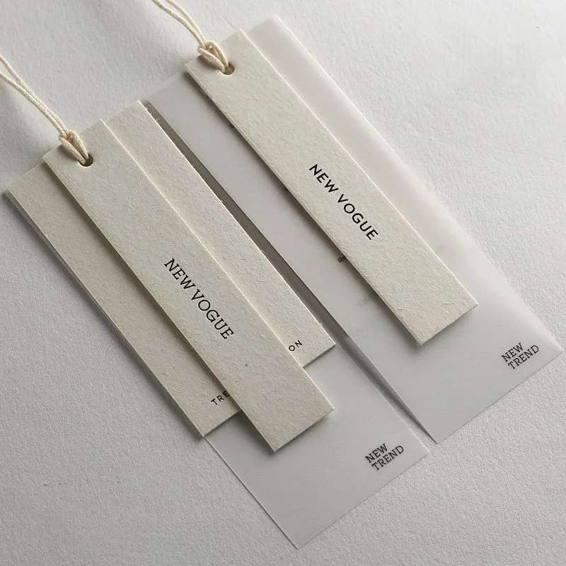 1000pcs 3 in 1 set Garment Hang Tags Recycled Luxury Clothing Brand Logo Fashion Paper Custom Clothing Tags Labels Printed