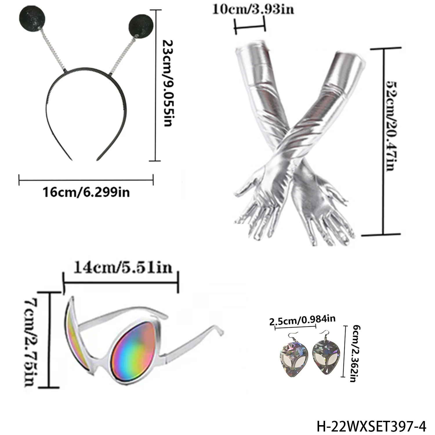 PESENAR "Acessórios de fantasia com tema alienígena: tiaras futuristas, óculos e punhos de braço, ideais para cosplay de festa de ficção científica".