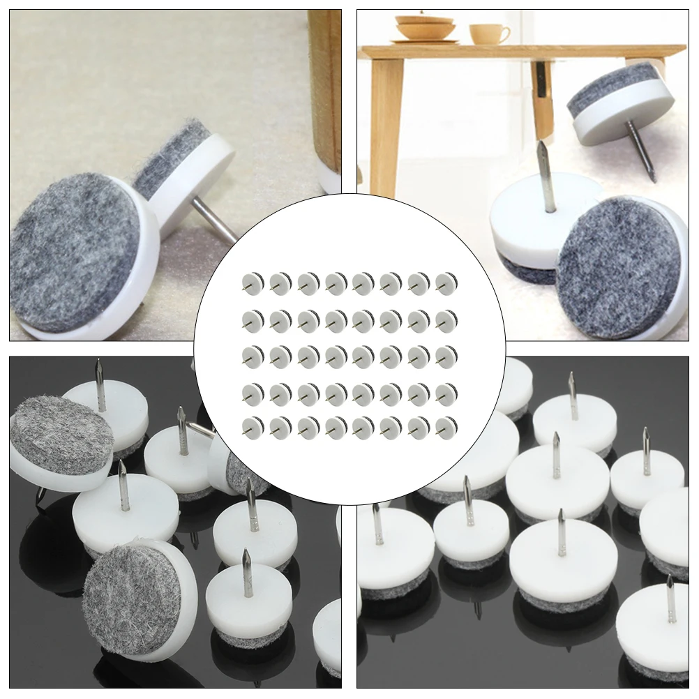 

40pcs Felt Furniture Feet Protectors Thick Pad Nails for Tables Chairs Desks Stools Cabinets Office Floor Protection