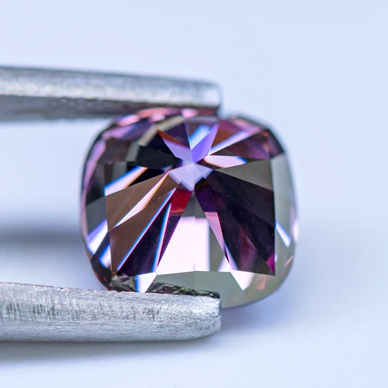 Moissanite Diamond Cushion Cut Imperial Purple Color Lab Grow Stone Materiali avanzati per la creazione di gioielli con certificato GRA