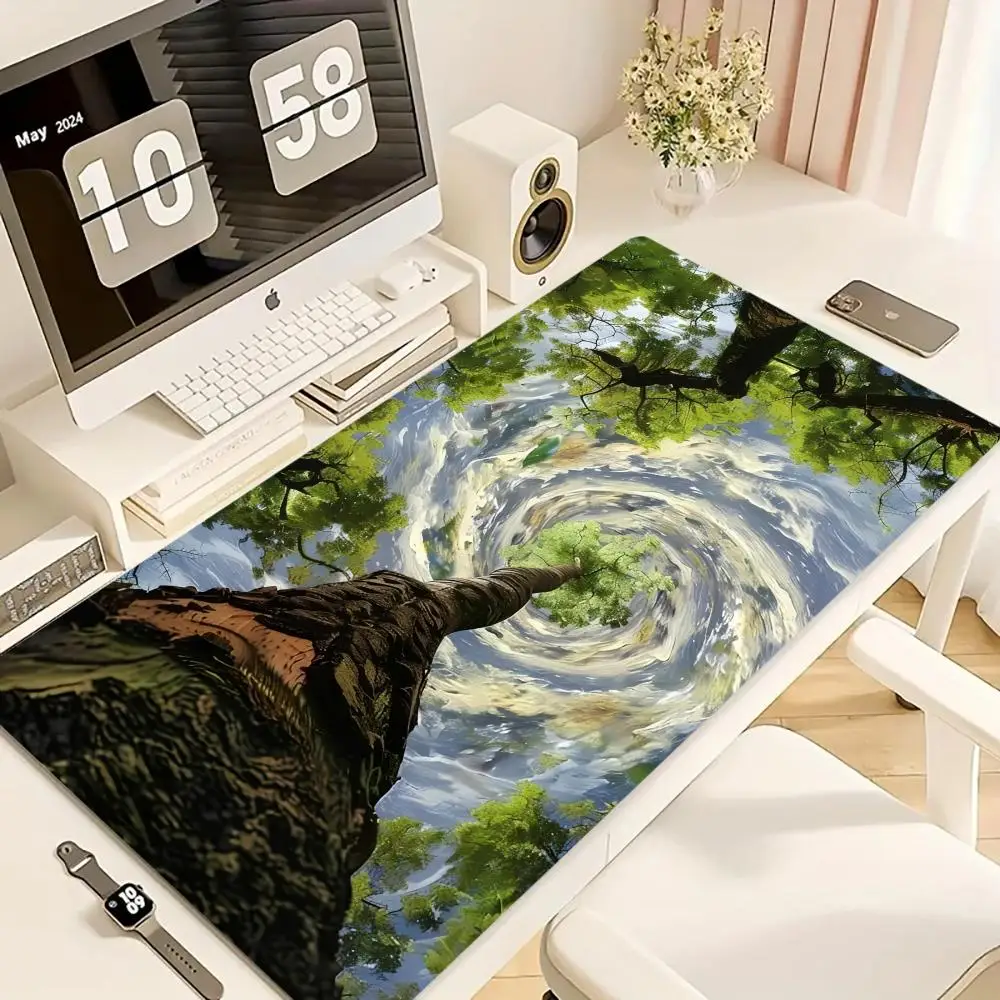 

Коврик для мыши с картиной маслом деревьев, большой коврик для компьютерного офиса, игровой настольный коврик XXL, противоскользящие коврики для игровой клавиатуры, длинные коврики для стола 40x90