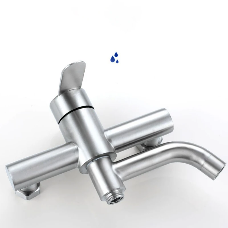 Bathroom Shower Faucets Stainless Steel Triple Bathtub Faucet Mixers Hot Cold Mixer Valve Nozzle Tap Wall Mounted Home Accessory