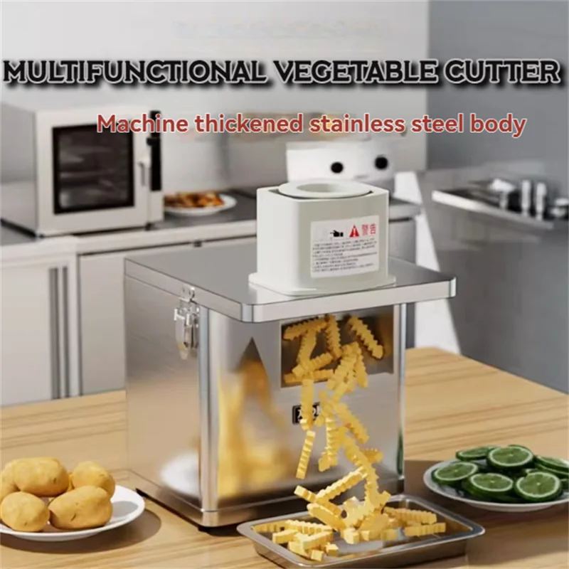 Commercial Electric Vegetable Cutter Machine - Dicing Slicing Shredding for Potato Radish Detachable Washable Parts