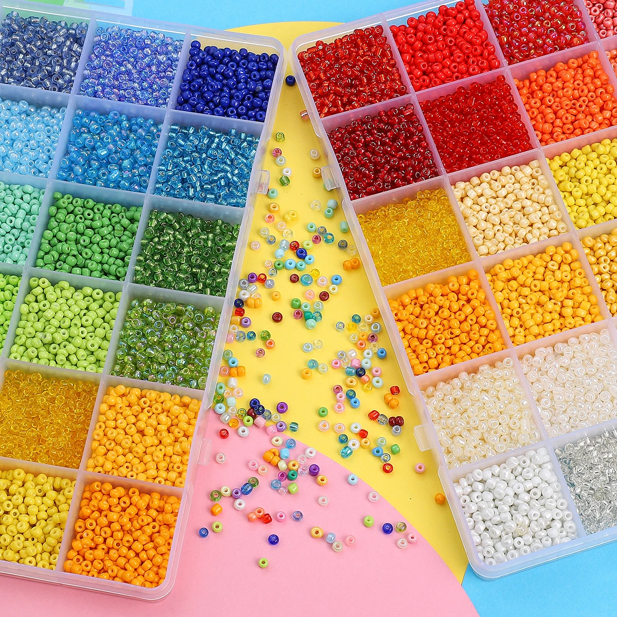 3mm1Set/Box 24 Grid Rice Bead Set Box Glass Loose Beads Handmade DIY Manufacturing Novel Jewelry Bracelets Earrings Accessories
