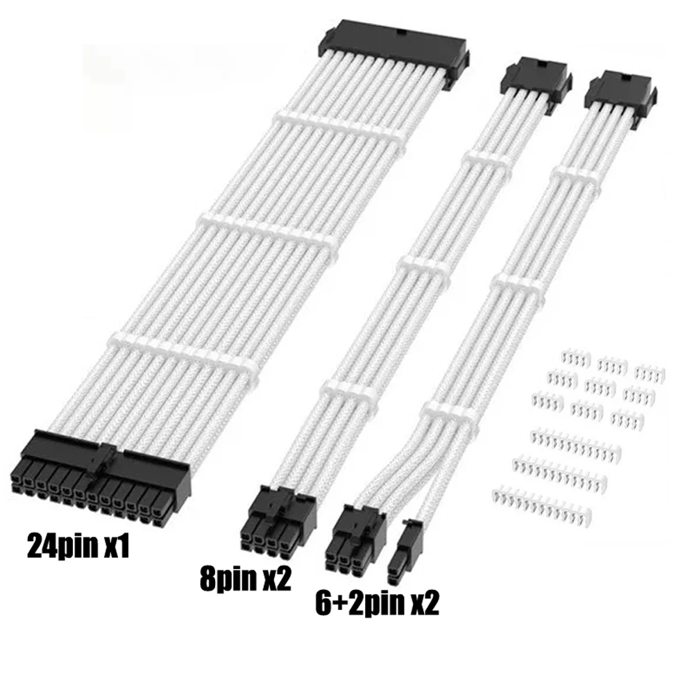 

Computer Sata Connection Extension Cable 24PINCPU8pin Main Board Power Supply Nylon Braided Mesh Cable