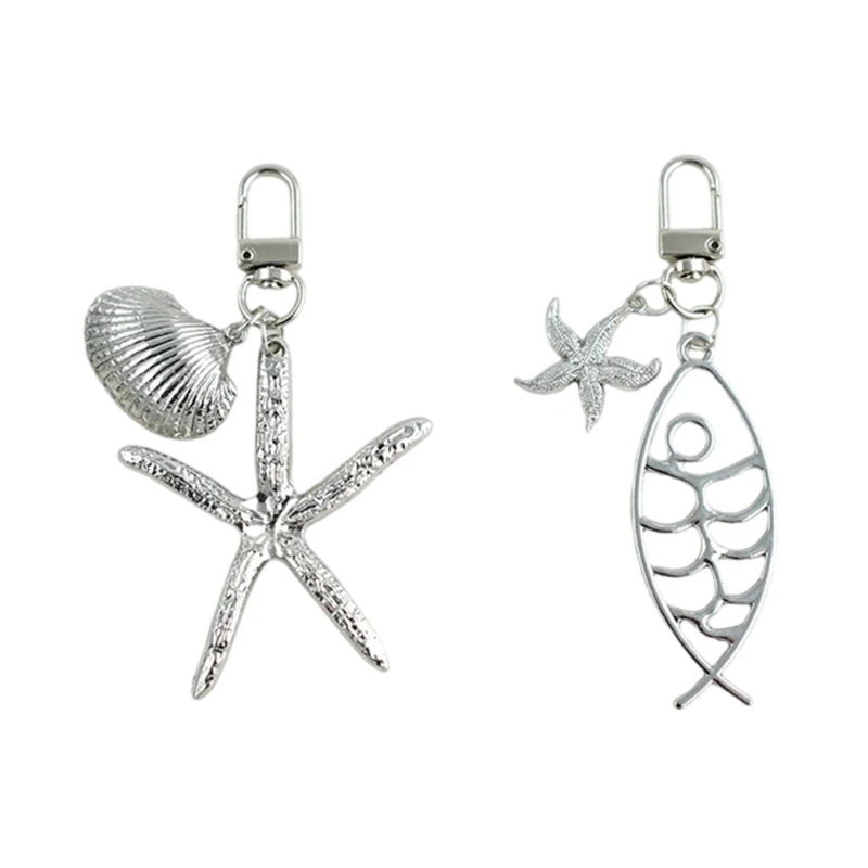 2 Pack Charm Fish Key Rings Set Portable Alloy Backpack Pendant Hanging Ornament Alloy Texture Suitable for Any Occasion