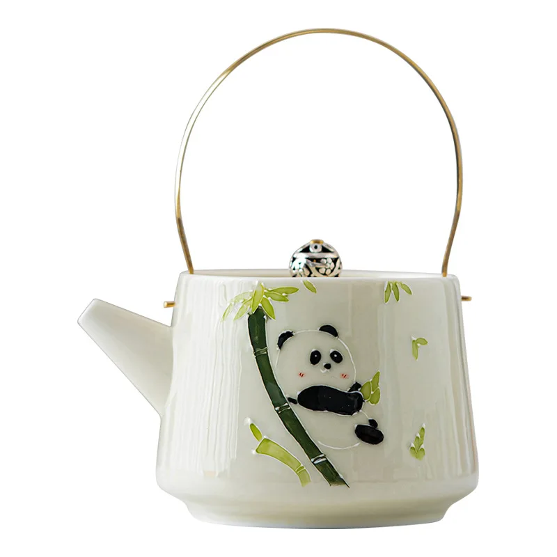 CX beige hand-painted panda beam pot B & B home small teapot