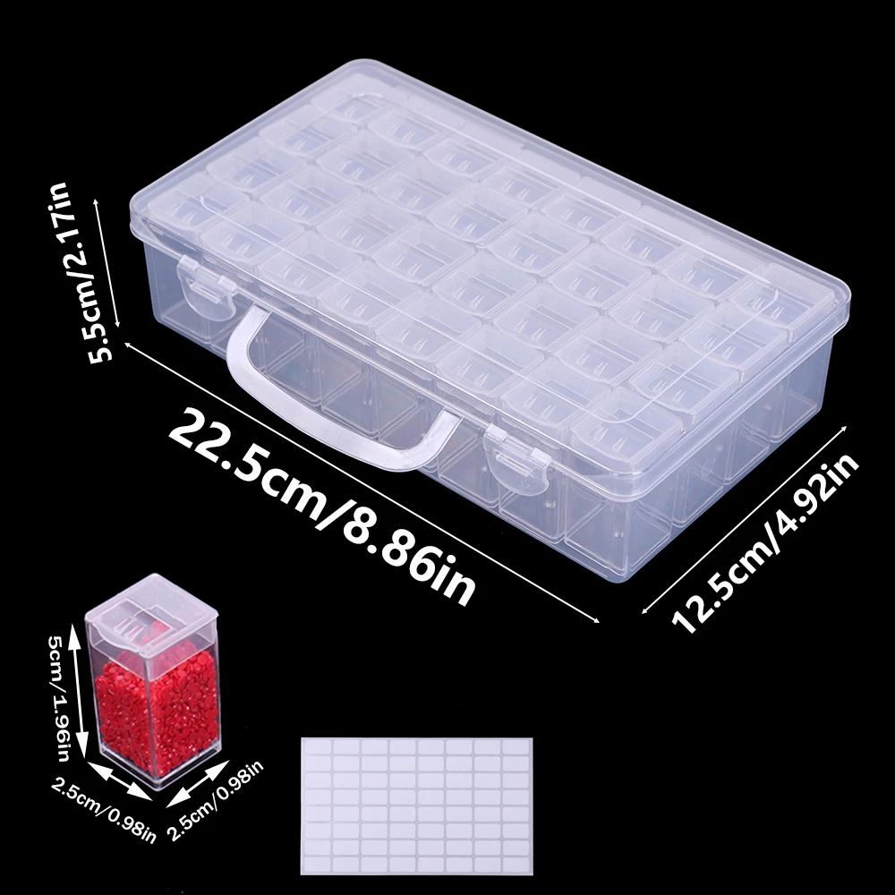 32/64 Slots Diamond Painting Storage Containers, Diamond Art Portable Bead Storage Boxes for Diamond Painting Accessories Tool