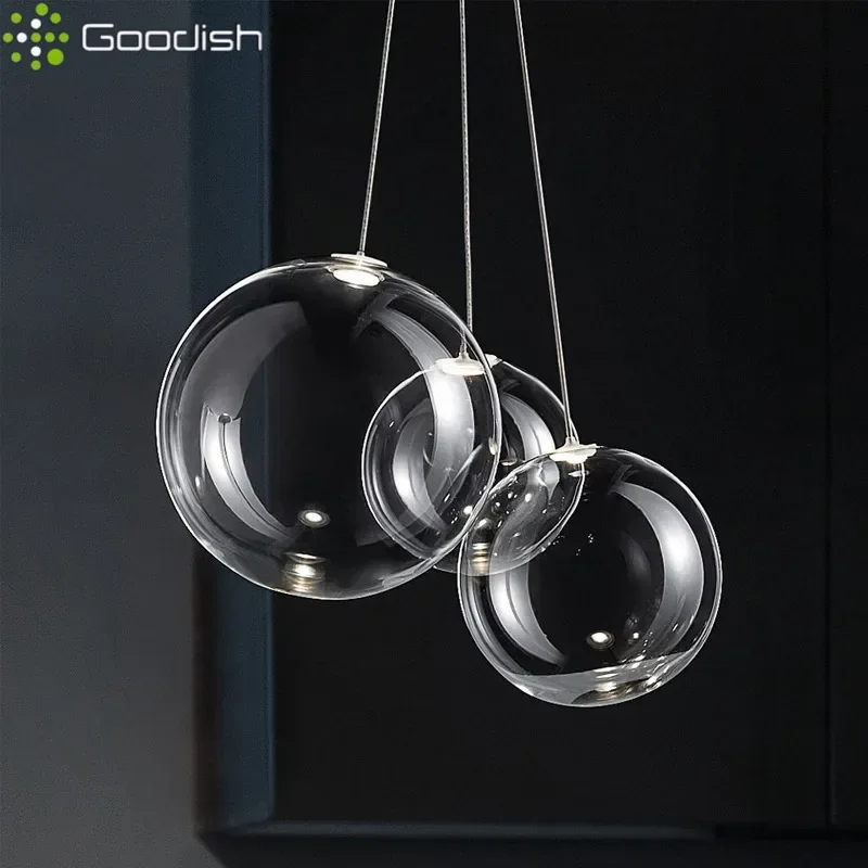 Modern Simplicity Luxury Transparent glass Stone ball LED Pendant Light Art Creative Lamps for Living Room Decoration Chandelier