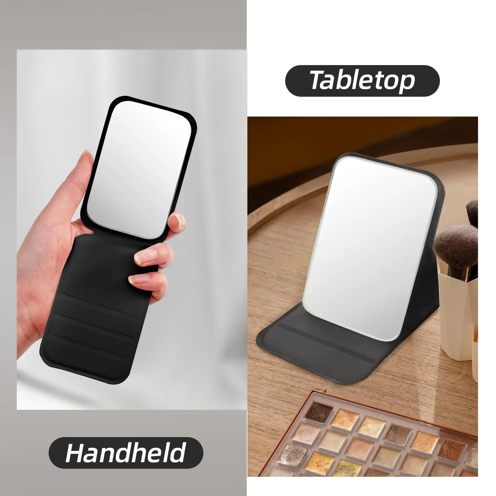 Small Makeup Mirror Portable Folding Girls' Touch-up Mirror Creative High-definition Desktop Standing Mini Portable Small Mirror