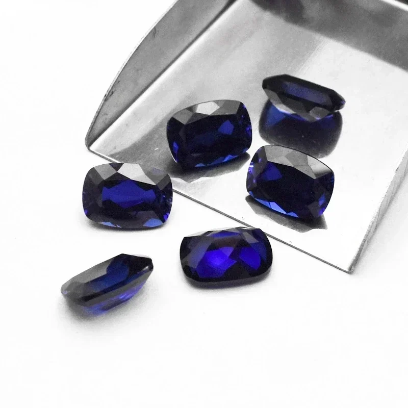 

Lab Grown Sapphire Rectangle Cushion Cut Royal Blue Color DIY Jewelry Making Ring Main Materials Selectable AGL Certificate