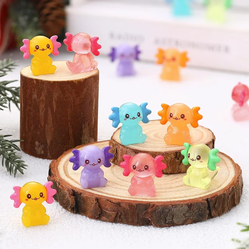5/10Pcs Mini Axolotl Resin Charms Miniature, Tiny Small Animal Figures for DIY Home Garden Micro Landscape Decoration