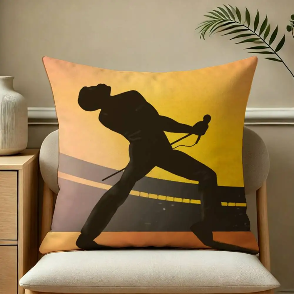 Popular Singer F-Freddie M-Mercury Pillow Case Square Double-Sided Sofa Cushion Cover Bedroom Bedside Pillow
