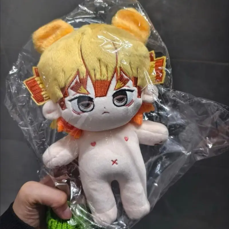 20Cm Japanese Anime Demon Slayer Agatsuma Zenitsu Q Version There Bracket Plush Filling Doll Diy Dress Up Friend's Birthday Gift
