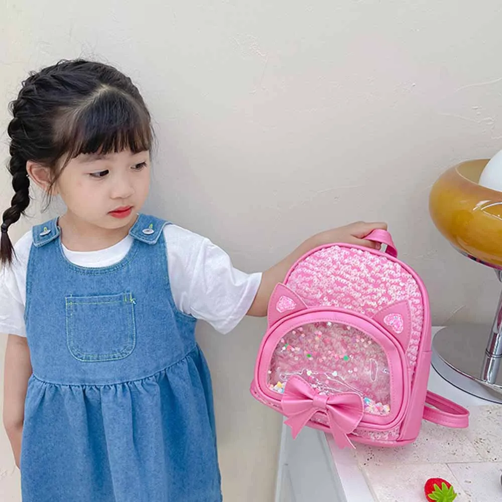 Spersonalizowana cekinowa urocza kokardka torba dziecięca, wersja koreańska modny plecak do przedszkola, haftowane imię Mini plecak na przekąski