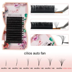 cilios auto fans volume russo,Yelix lashes easy fan,extensao de cilios,8-20mm extensão de cílios,fácil volume ventilador cílios bloom extensão individual cílios falso vison cílios macio natural camélia lash extensão