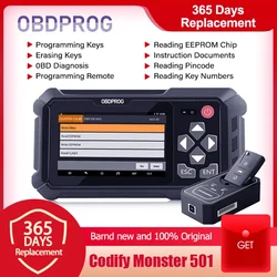 OBDPROG 501 OBD 2 Car Key Programmer Immobilizer Professional EEPROM Pin Code Reader Automotive Smart Keys Programa de correspondência remota Todas as chaves perdidas Adicionar OBD2 Diagnostic Tools