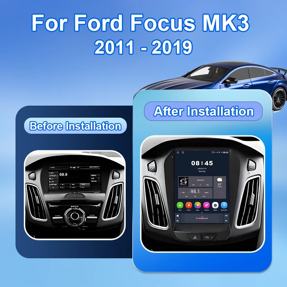 Android 16 Car Radio Stereo For Ford Focus MK3 2011 - 2019 Auto GPS Navigation Multimedia Player NO 2Din DVD 4G Wireless Carplay