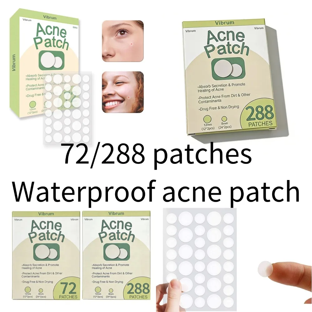 72/288 Parches Invisibles para el Acné Facial, Cuidado de la Piel, Parches Antiinflamatorios y Curativos para Granos, Adhesivos Absorbentes que Cubren el Acné