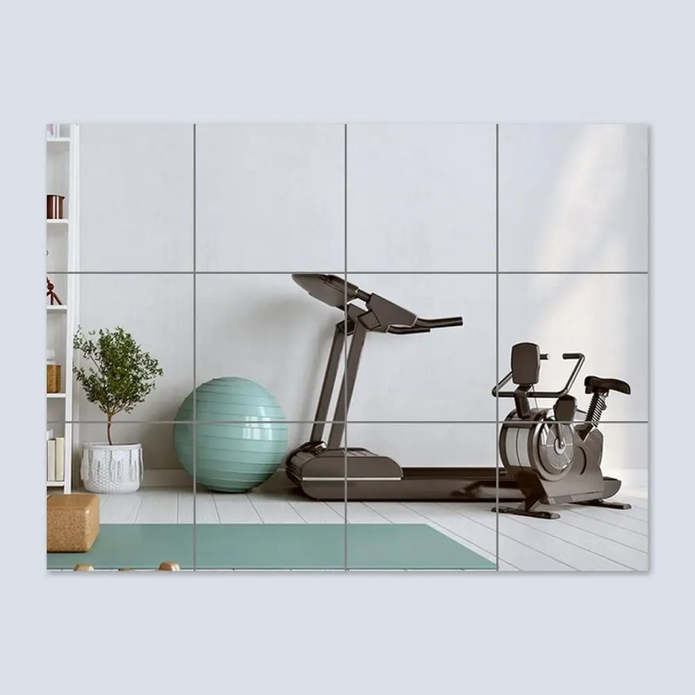 

ull Length Wall Mirror Tiles - 12 PCS, 14x12 Inch elMirror Bedroom, Home Gym, Bathroom, Door – Shatterproo Mirror Tiles