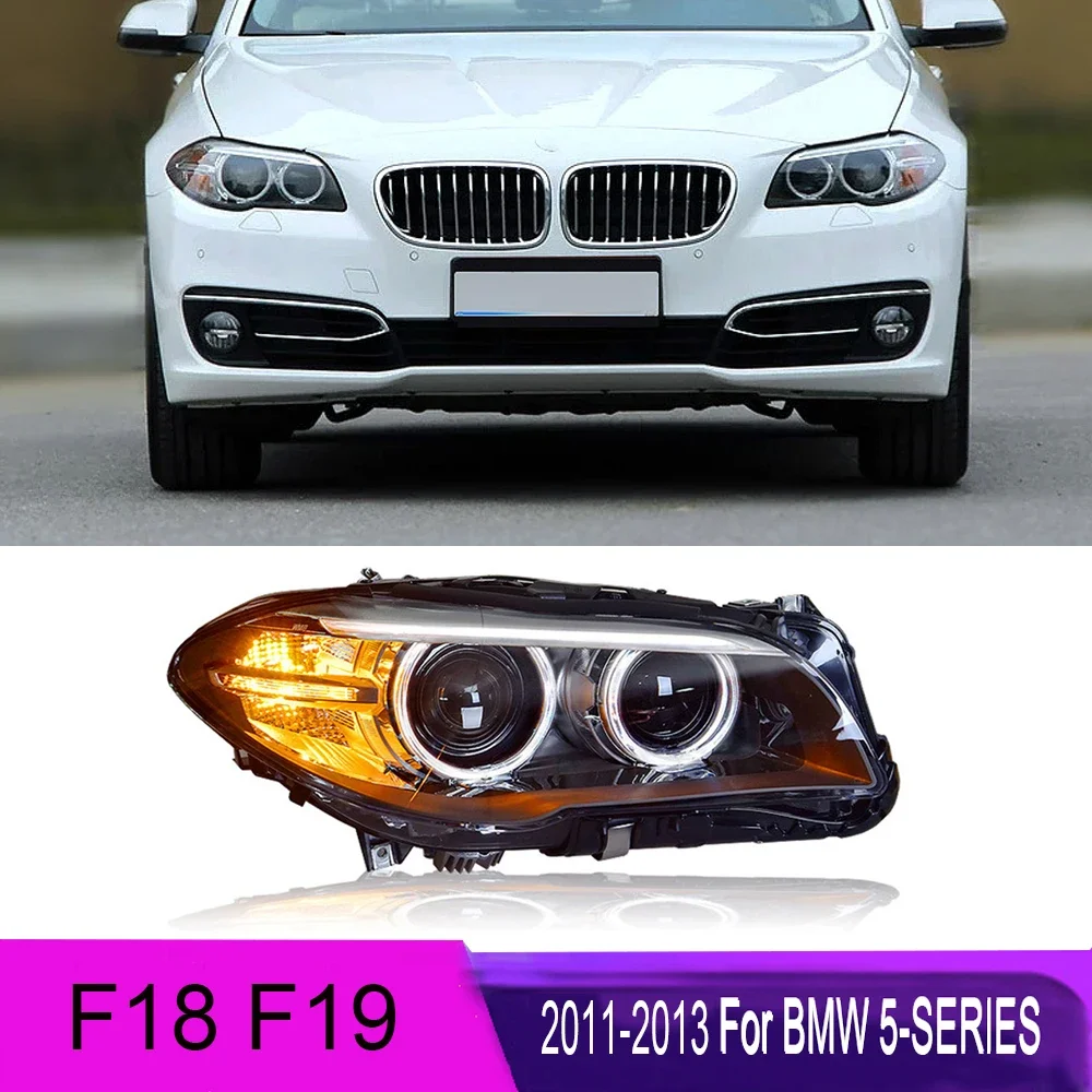 

Car Accessories Head Lamp For BMW F18 Headlights 2011-2013 520i 525i 530i F19 Angel Eye LED Lens Headlights DRL Styling