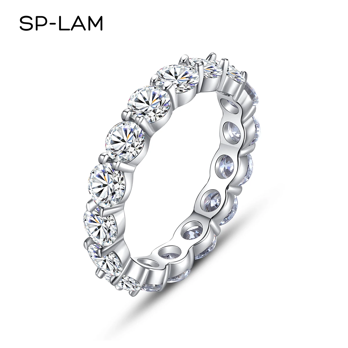 

4mm Round D Moissanite Wedding Band Rings for Women 925 Sterling Silver Stackable Stylish Engagement Anniversary Matching Ring