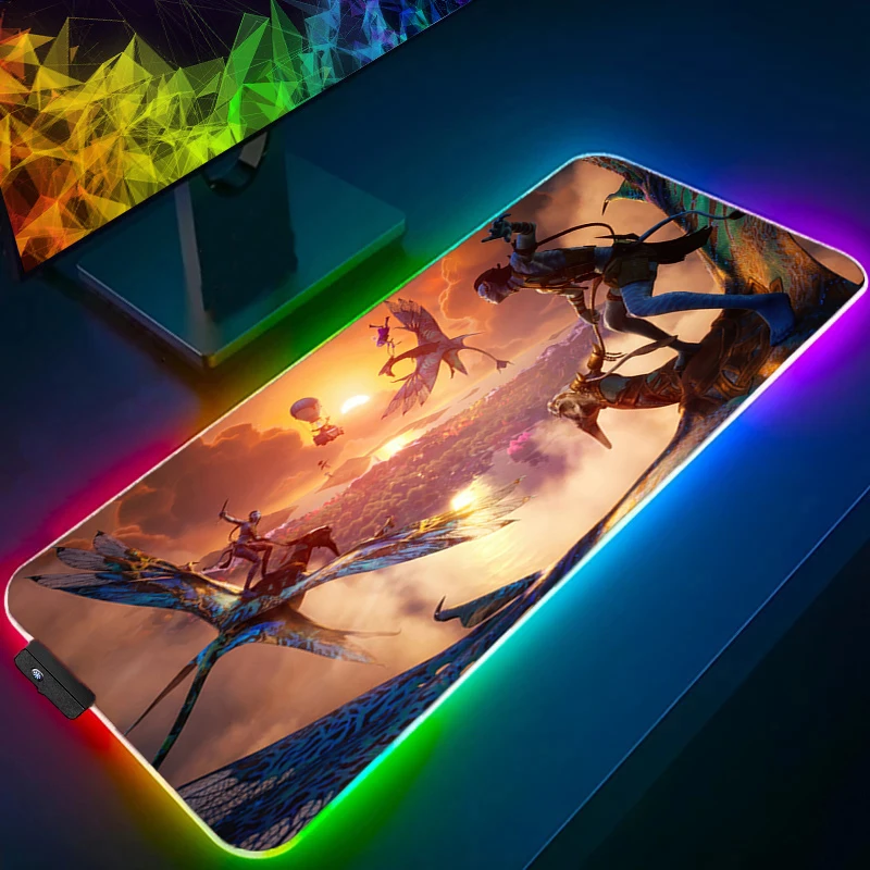 แผ่นรองเมาส์ RGB Avatar Professional Office สำหรับแล็ปท็อป นักเล่นเกมอีสปอร์ต ความเร็วสูง สำหรับพีซี แผ่นรองคีย์บอร์ดยาง ไฟแบ็คไลท์ LED แผ่นรองเมาส์สำหรับโต๊ะทำงาน