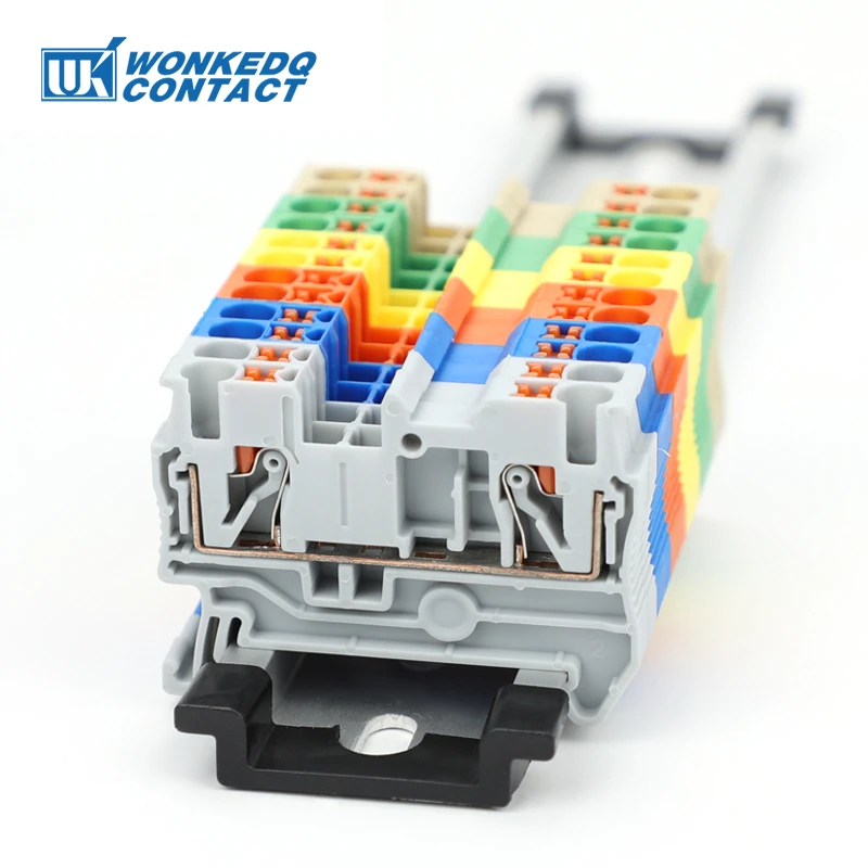 10Pcs PT 2.5 Push-in Terminal 2.5mm² Cable Electrical Connector DIN Rail Terminal Block Feed-Through Strip Plug PT2.5 PT-2.5