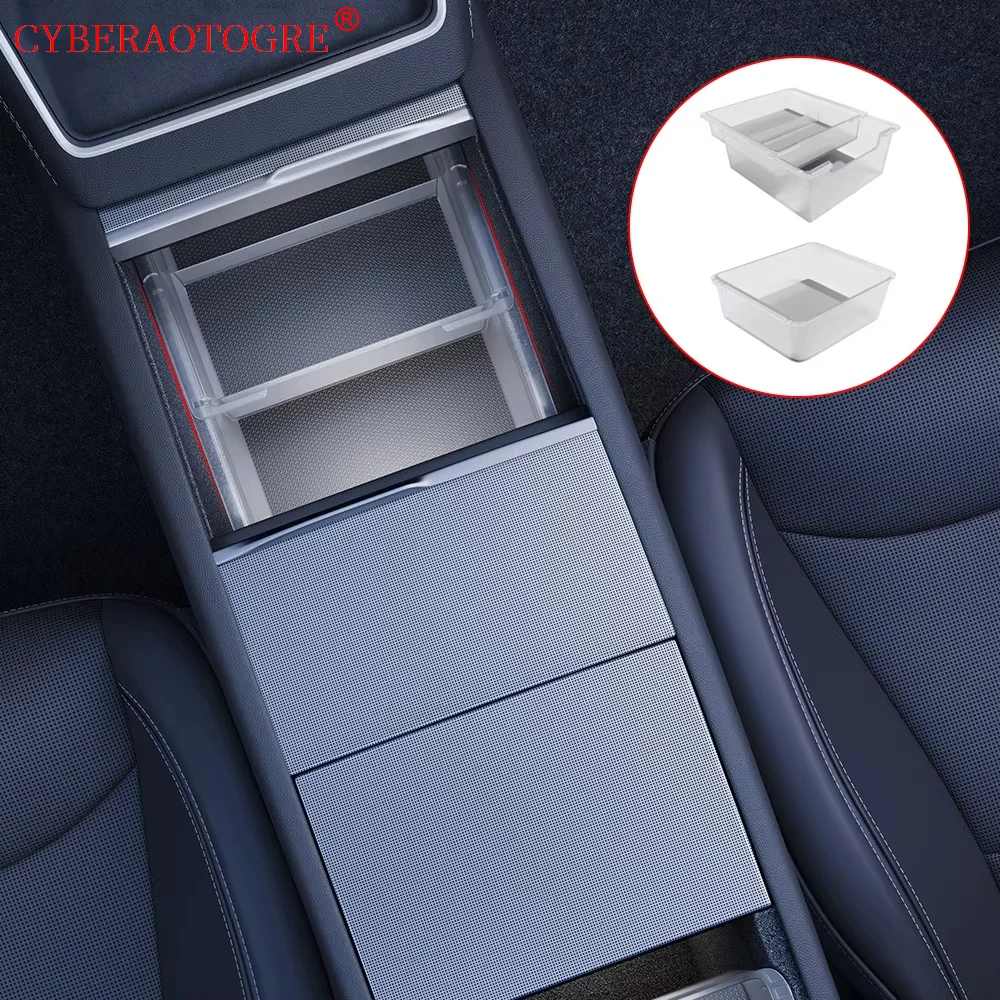 

Для Tesla Model Y Juniper, двухслойный ящик для хранения с центральным управлением, подлокотник, многослойная конструкция, большой контейнер для подноса