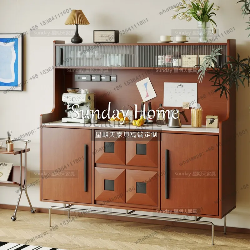 Factory Direct French Retro Side Cabinet Living Room Double Wall Tea Cabinet