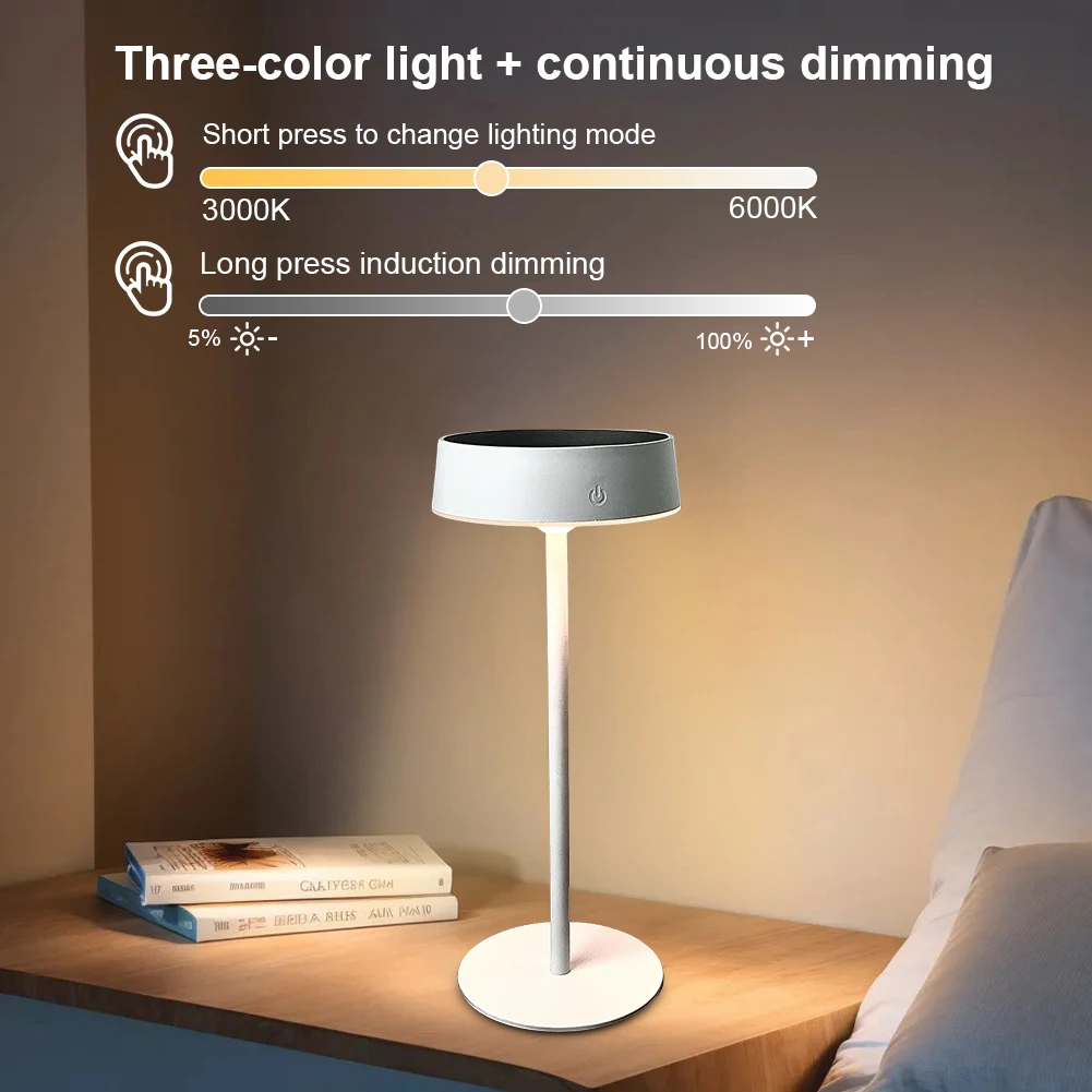 โคมไฟตั้งโต๊ะพลังงานแสงอาทิตย์หรี่แสงได้โคมไฟตั้งโต๊ะไร้สายกันน้ําแบบพกพา Night Light โคมไฟกลางคืนสําหรับ Garden Terrace Camping