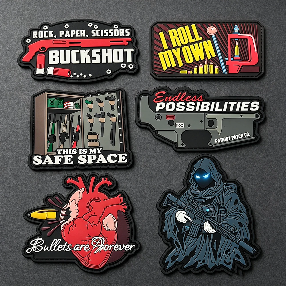 3D PVC Patch Heart Bullet Death God Safe Space Buckshot Receiver Tactical Armband for Vest Bag Decoration