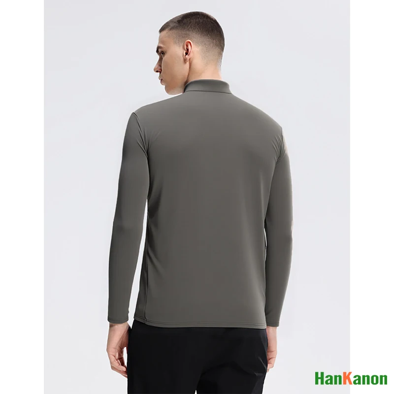 Men's Outdoor UV - Protective Half - Zip Sport Shirt: Autumn/Winter Stand Collar Long - Sleeve Inner Wear