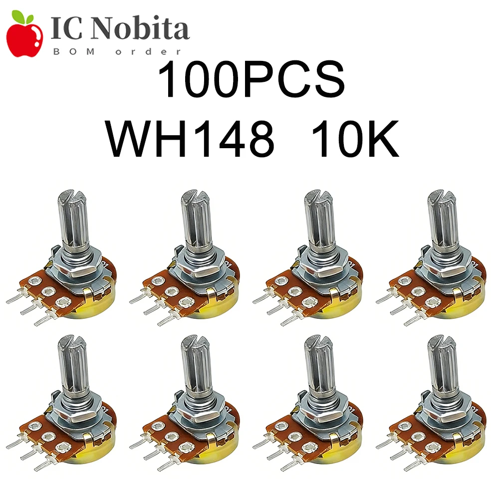 

100PCS WH148 10K 3Pin 20mm Linear Taper Rotary Potentiometer Resistor