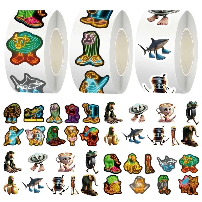 500PCS Italian Brainrot 1 Roll Tape AI TungTung Sahur Abstract Sticker PVC Roll DIY Toy Stickers Laptop Decals Sticker Gifts Toy