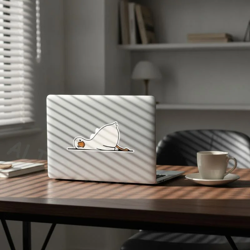 [M] Cartoon Decorative Sticker Featuring A Small White Goose Lying On Its Side With Its Face Down Suitable For Decorating Car