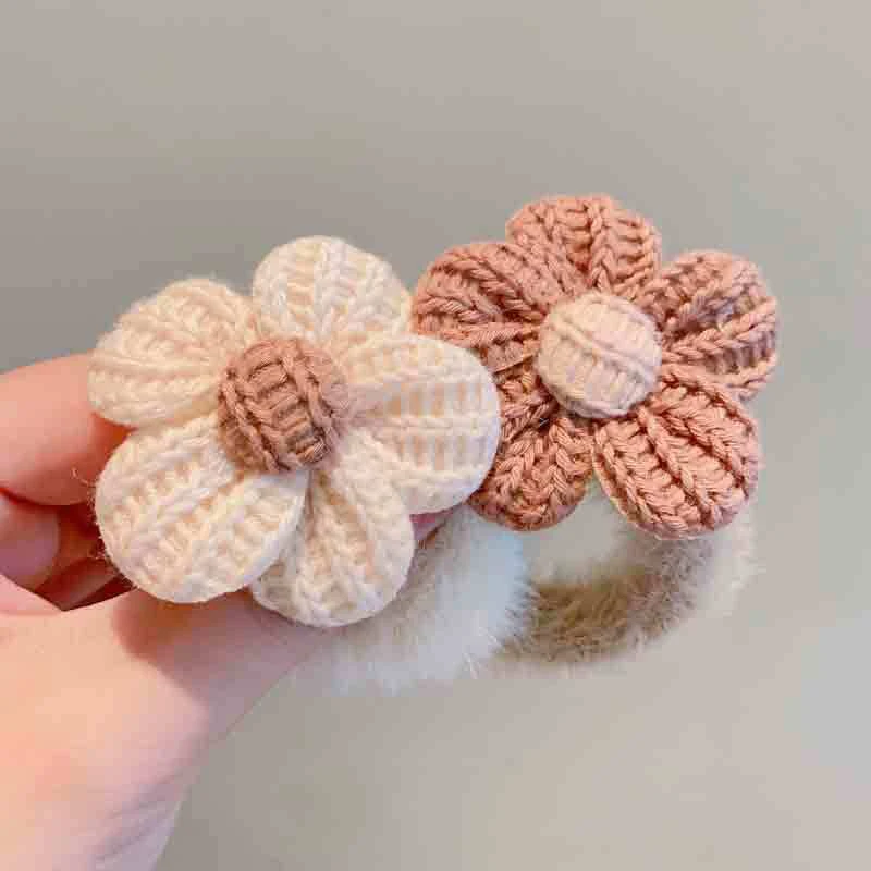 Soft Khaki Flower Rubber Band Hair Rope Scrunchies Rubber Band Ponytail Hair Accessories