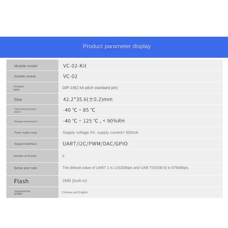 VC-02-Kit 하이 퀄리티 교체 AI 지능형 오프라인 개발 보드, 음성 인식 제어 모듈