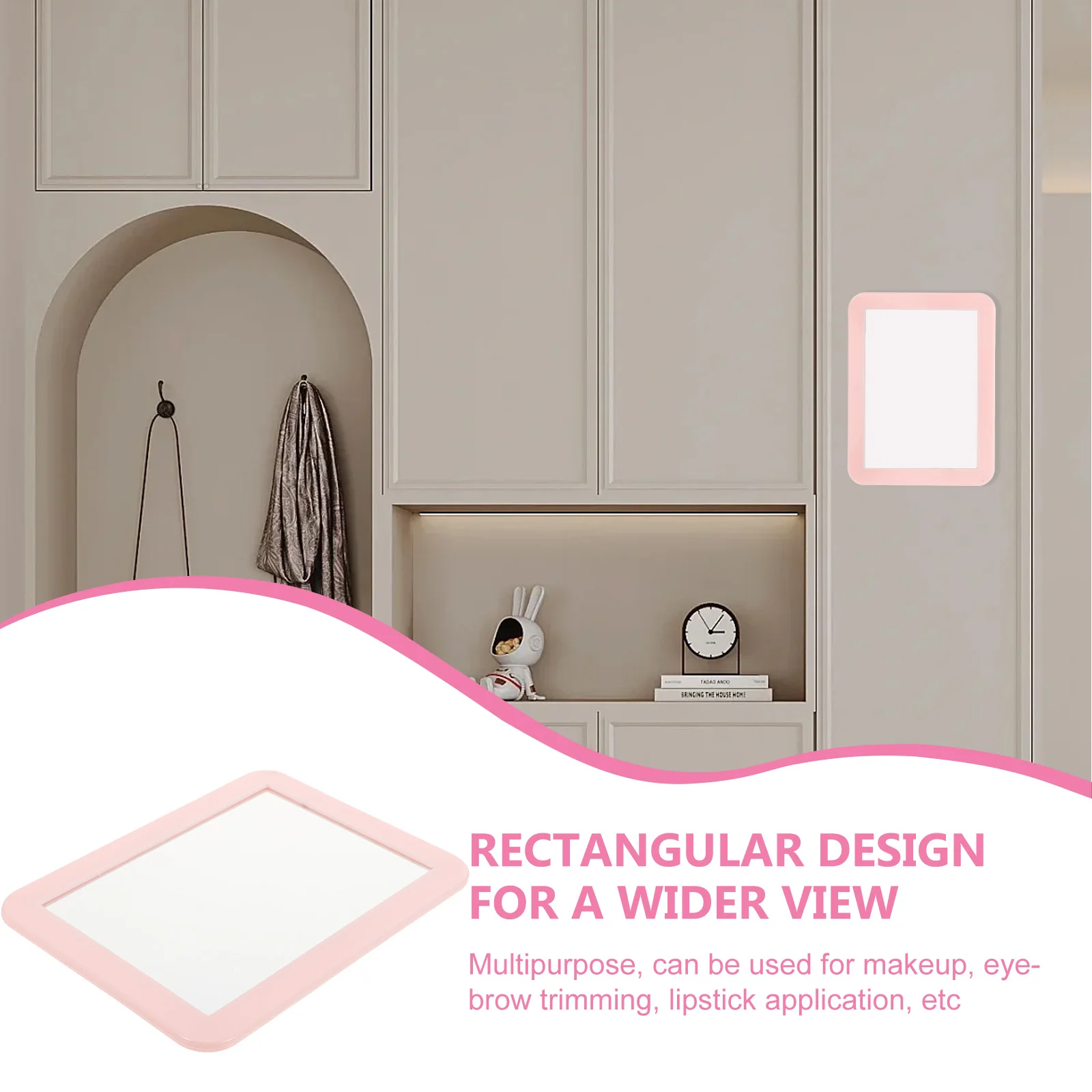 Miroir de Maquillage Magnétique en Plastique, Rectangulaire Polyvalent, Pouvant Être Atteint par les Rêves, Armoire en Fer (Rose), Aimants de Casier pour Fille