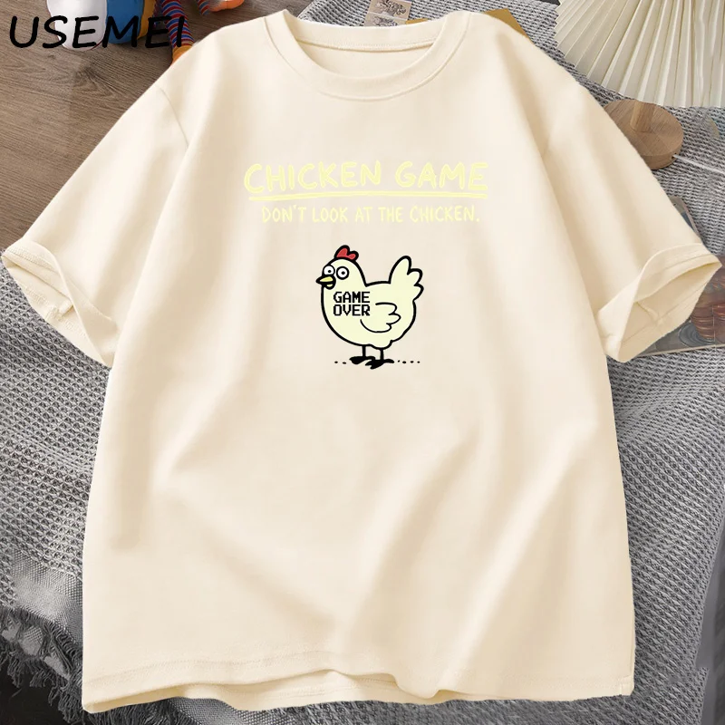 Juego de pollo, camisetas divertidas de algodón de manga corta con cuello redondo, camisetas gráficas, ropa de diseñador para hombre, ropa de calle